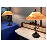 Pair Modern Reverse Painted Lamps 