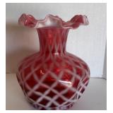 Cranberry Criss Cross w/pinched sides 8"