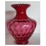10 1/2" Cranberry Vase