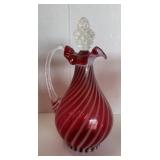 Cranberry decanter w/stopper 10 1/2"