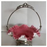 Pink Silver crest brides basket