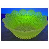 10" diam. Vasaline Hobnail