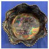 Panther Bowl w/Butterfly & Berries 9 1/2"