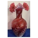 Cranberry flowing swirl 9" vase