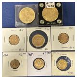 Gold Coins $20. $10, $5, $2 1/2