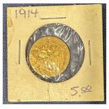 1914 $5. Gold Liberty
