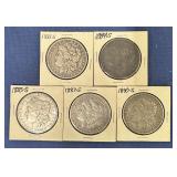 1883-S, 1884-S, 1885-S, 1887-S, 1890-S Morgans