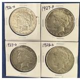 Peace dollars 1926-S, 1927-P, 1927-D, 1928-S, 1925-S, 1926-S, 1926-D, 1927-P Peace Dollars