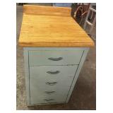 Metal Cabinet w/Butcher Block Top