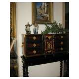 •	Portuguese Louis XIV Period Tortoise Inlaid Chest on Stand