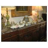 •	Louis XIV Style Walnut Buffet with Marble Top