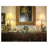 •	Louis XIV Style Walnut Buffet with Marble Top