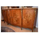 Teak with flower inlay and granite top