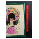 Framed DeGrazia Style Cross Stitch