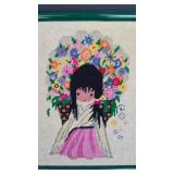 Framed DeGrazia Style Cross Stitch