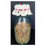 Blue Half Gallon Ball Canning Jar with Zinc Lid & Crocheted Jar Cover