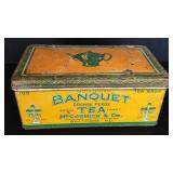Vintage "Banquet" Tea Tin with Hinged Lid