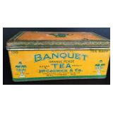 Vintage "Banquet" Tea Tin with Hinged Lid