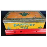 Vintage "Banquet" Tea Tin with Hinged Lid