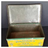 Vintage "Banquet" Tea Tin with Hinged Lid
