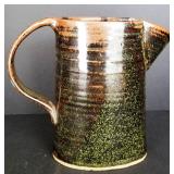 Vintage Brown / Green Pottery Pitcher / Nice