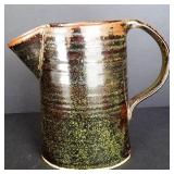 Vintage Brown / Green Pottery Pitcher / Nice