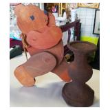 Wooden Teddy Bear & Plant Stand