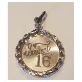 Sterling "Sweet 16" Pendant