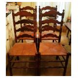 Four Vintage Chairs / Rush Seats