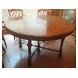 54" Round Oak Dining Table / With Leaf