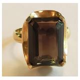 Nice 10 K Yellow Gold Smoky Topaz Ring