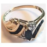 10 K Yellow Gold Sapphire & Diamond Ring