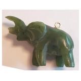 Jade Elephant Pendant / 14 K Yellow Gold Bale