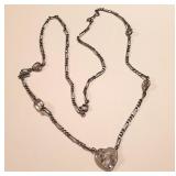 Sterling Cable Link / Crystal Heart Necklace