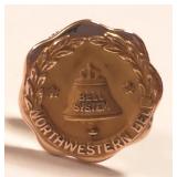Vintage 10 K Northwestern Bell Screw-Back Pin