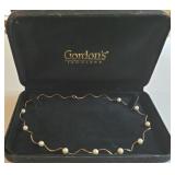 14K Yellow Gold Twisted Wire & Pearl Necklace