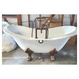 Nice French Porcelain Bath Tub / Brass Feet