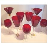 Nine Different Sizes Red / Clear Stems