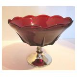 Vintage Anchor Hocking Royal Ruby Footed Centerpiece Bowl / RARE!