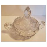 Antique Pressed Glass Sugar Bowl w/ Lid