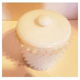 Milk Glass Hobnail Jar X 2