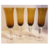 Six Amber / Clear Wine Stems