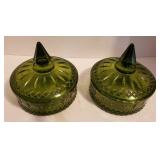 Two Vintage Powder Jars
