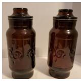 Two Vintage Brown Apothecary Jars