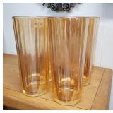 Vintage Economy Glass "Round Robin" Tall Carnival Glass Tumblers