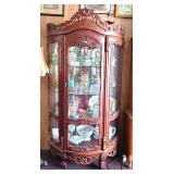 Beautiful Curved Front Mahogany Curio Cabinet