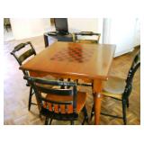 Small Card Table w/ 4 Hitchcock Chairs