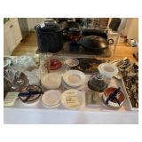 full sets of new dishes, glasses, and utensils