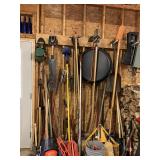 many garden tools and equipment