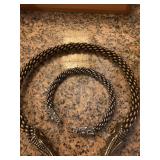 Celtic dragon neck torc and bracelet